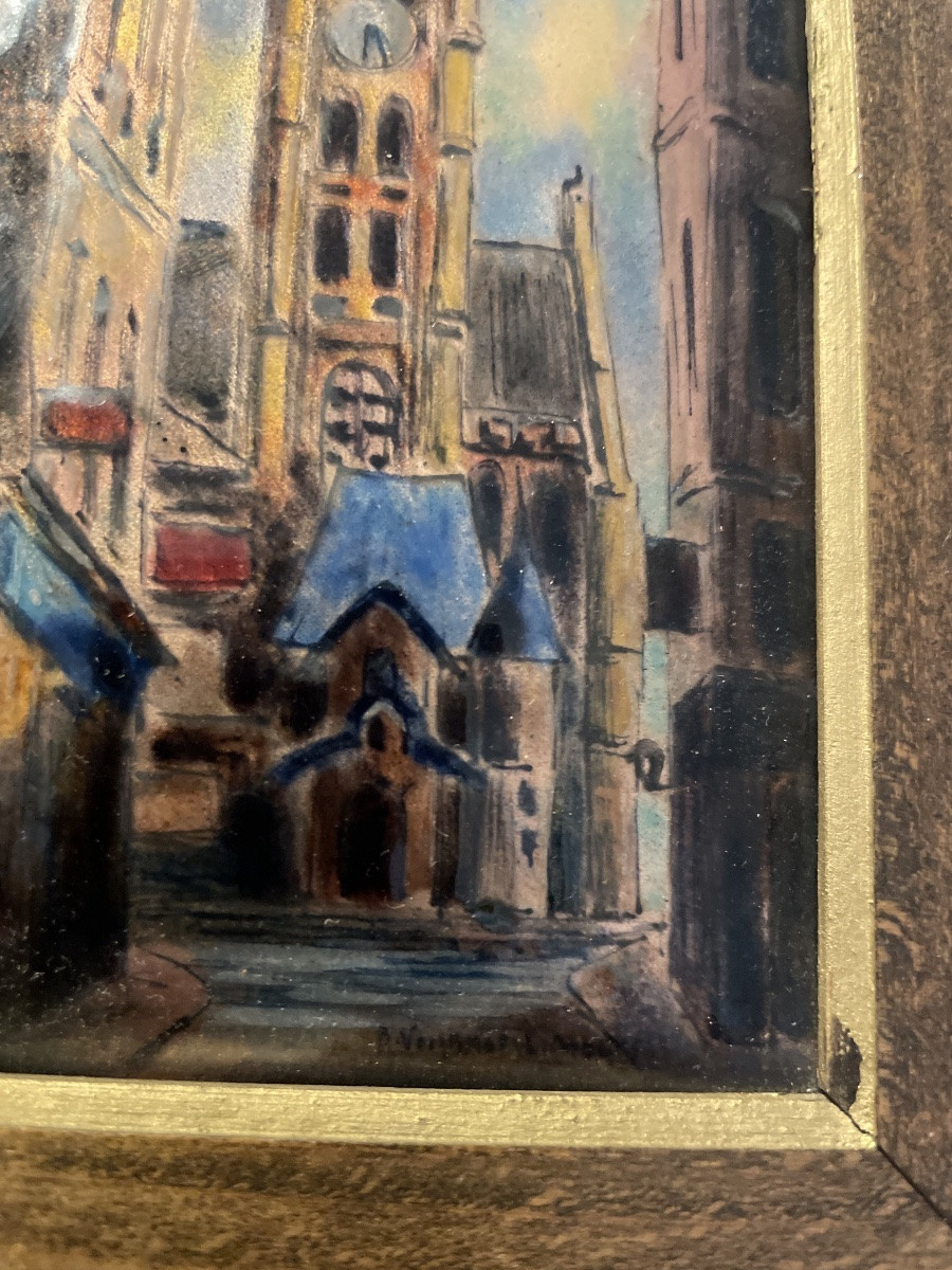 Pair Of Limoges Enamels, Signed Bernard Vergnaud, 1950-photo-8