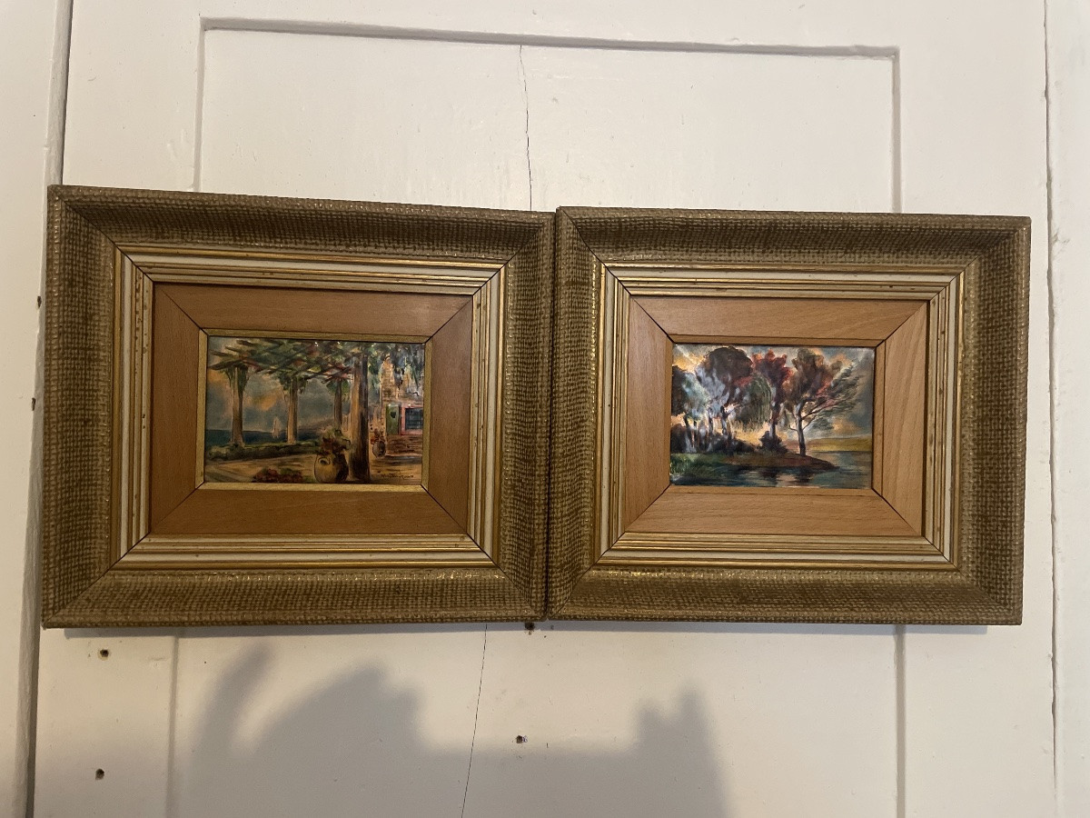 Paire d Émaux de limoges signé Bernard vergnaud.-photo-5