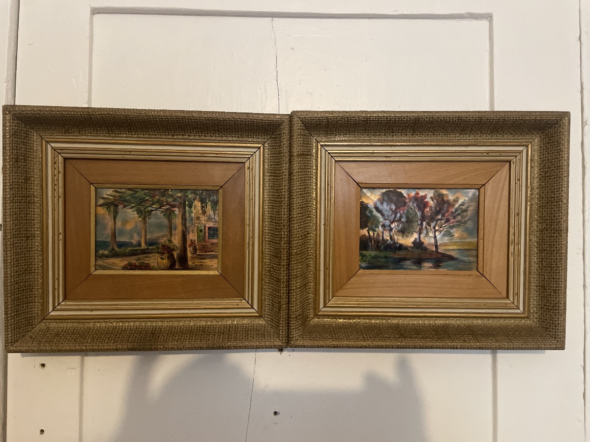 Paire d Émaux de limoges signé Bernard vergnaud.