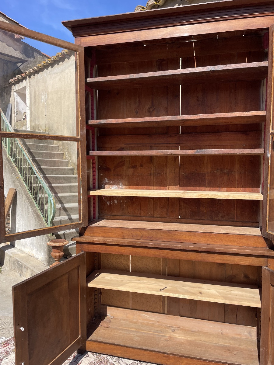 Buffet, Bibliothèque,,, de corps en noyer, massif, époque, directoire XVIIIe siècle-photo-1