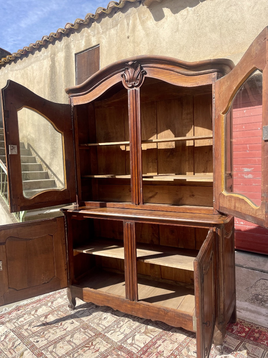 Two-part Glazed Walnut Buffet, From The Regency Period, 18th Century -photo-3