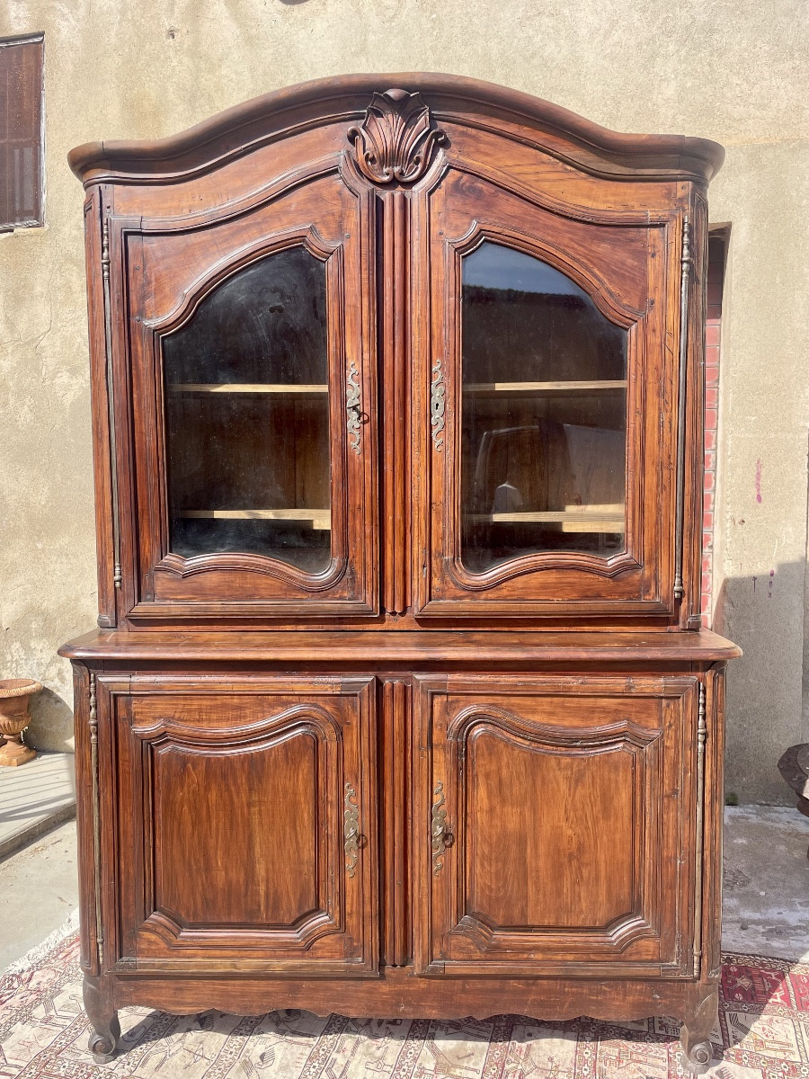 Two-part Glazed Walnut Buffet, From The Regency Period, 18th Century 