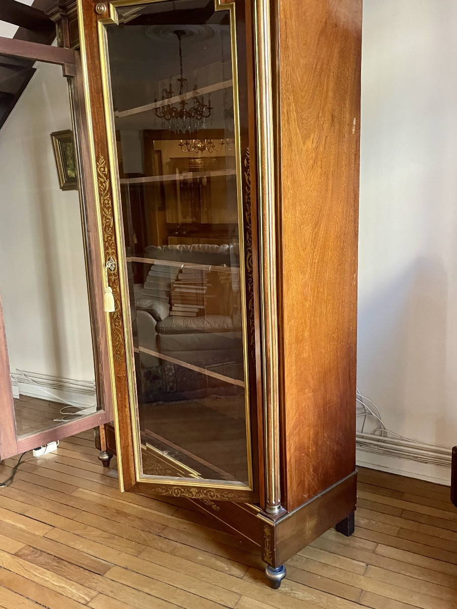 Glass-fronted Bookcase, Louis XVI Style, Napoleon III Period, Mahogany, 19th Century -photo-4