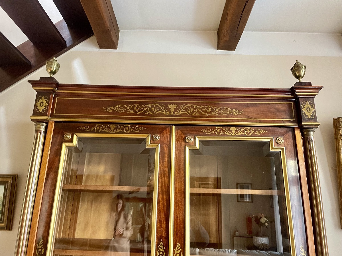 Glass-fronted Bookcase, Louis XVI Style, Napoleon III Period, Mahogany, 19th Century -photo-3