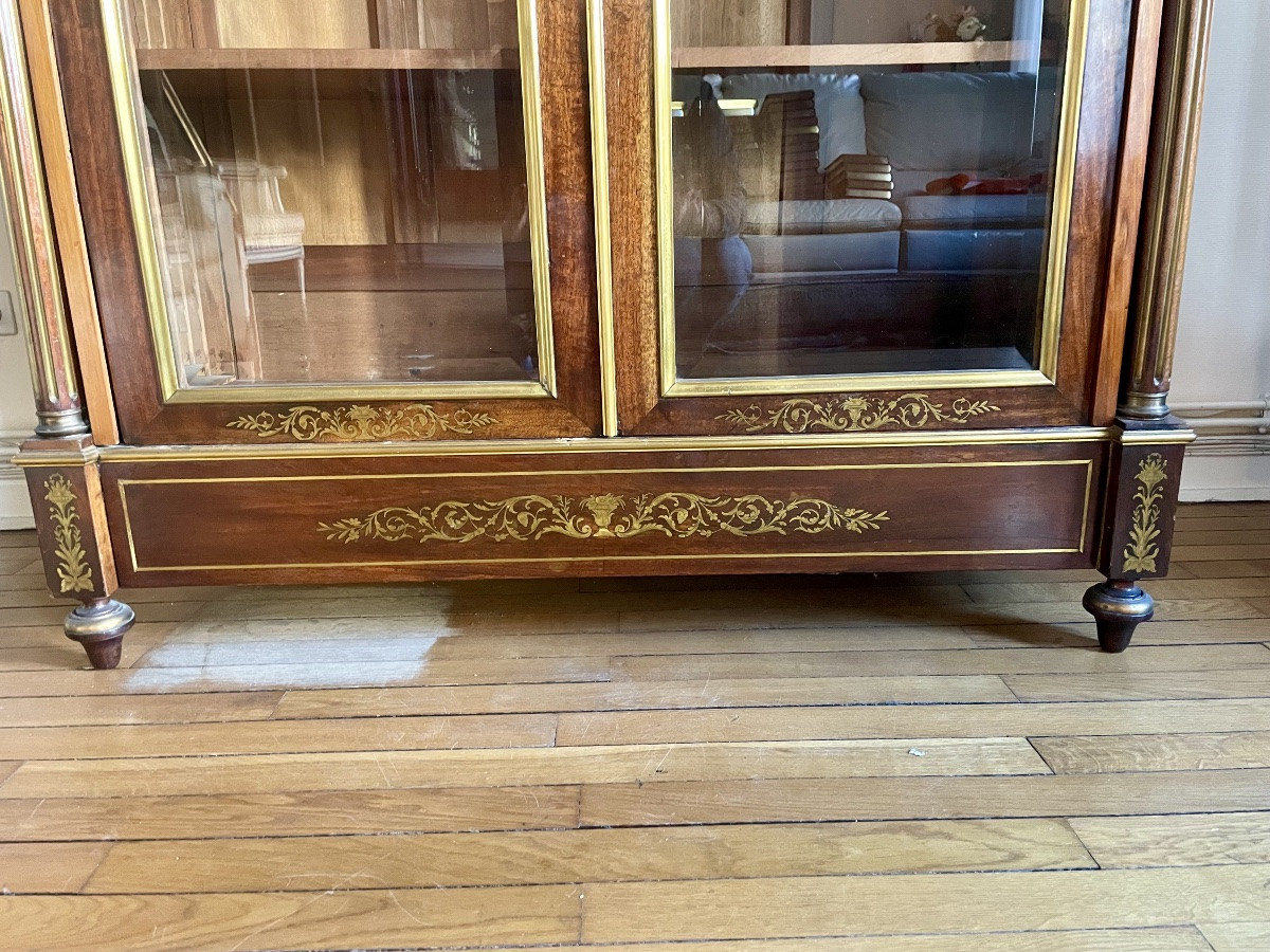 Glass-fronted Bookcase, Louis XVI Style, Napoleon III Period, Mahogany, 19th Century -photo-7
