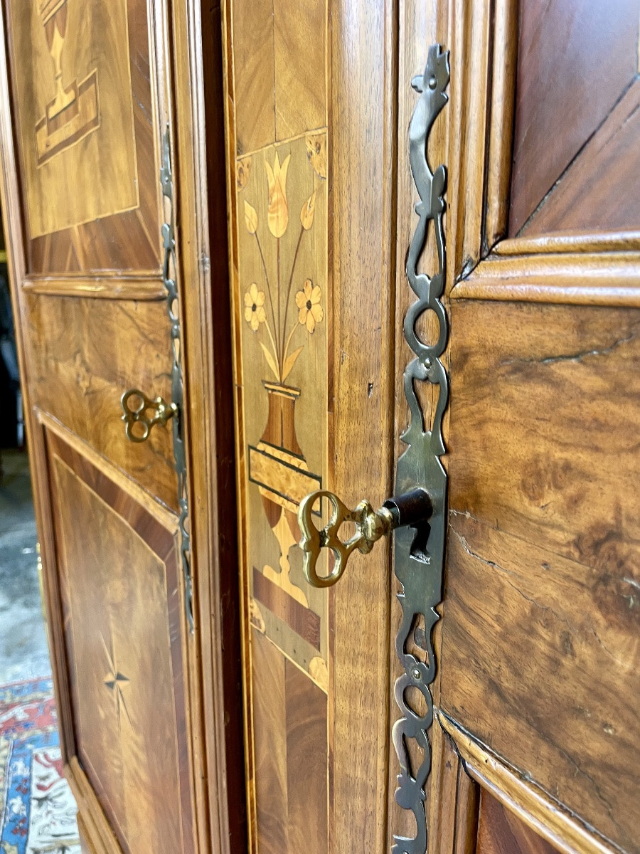 Louis XVI Style Marquetry Wardrobe, From 19th Century France-photo-2