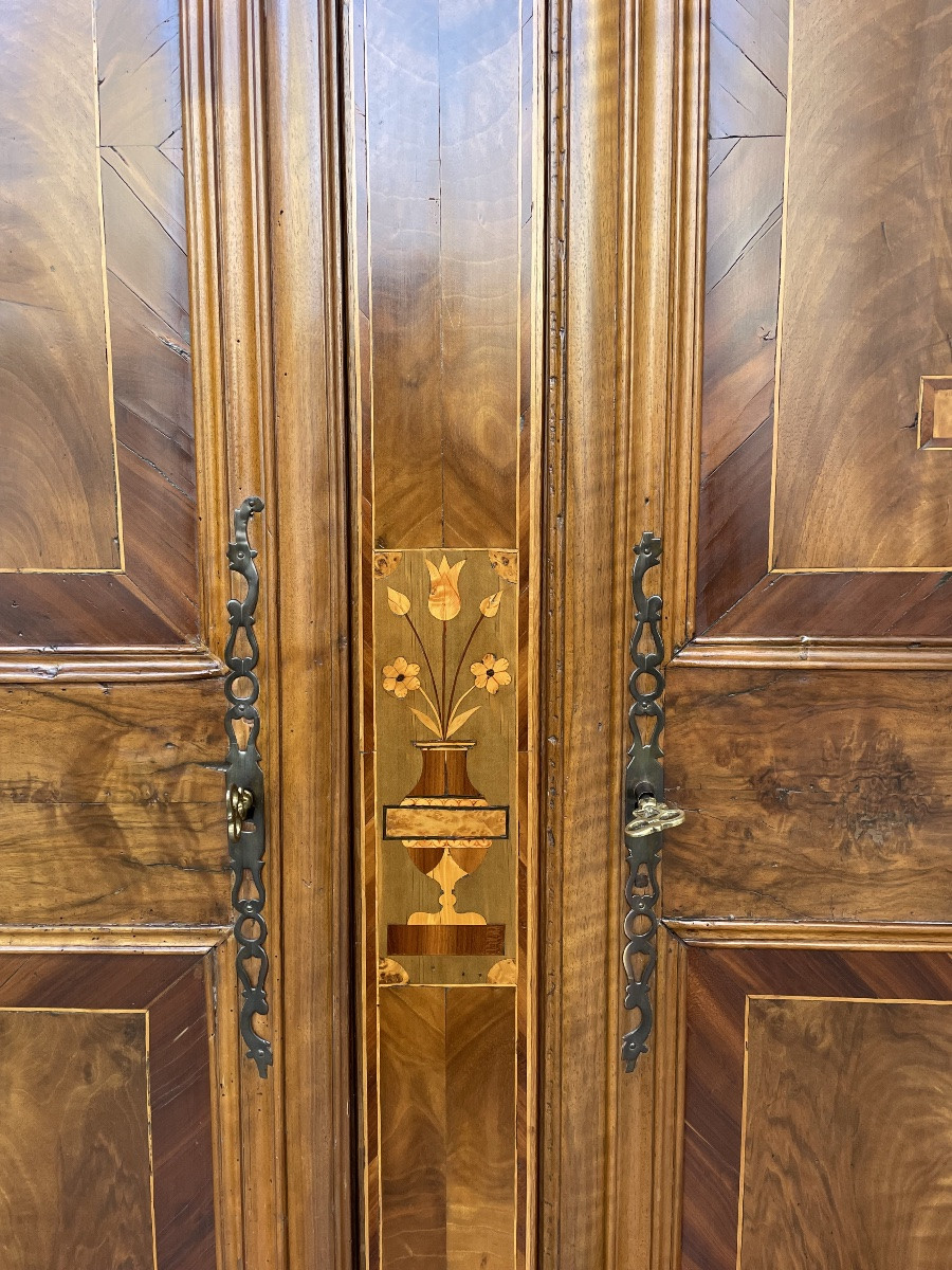 Louis XVI Style Marquetry Wardrobe, From 19th Century France-photo-3