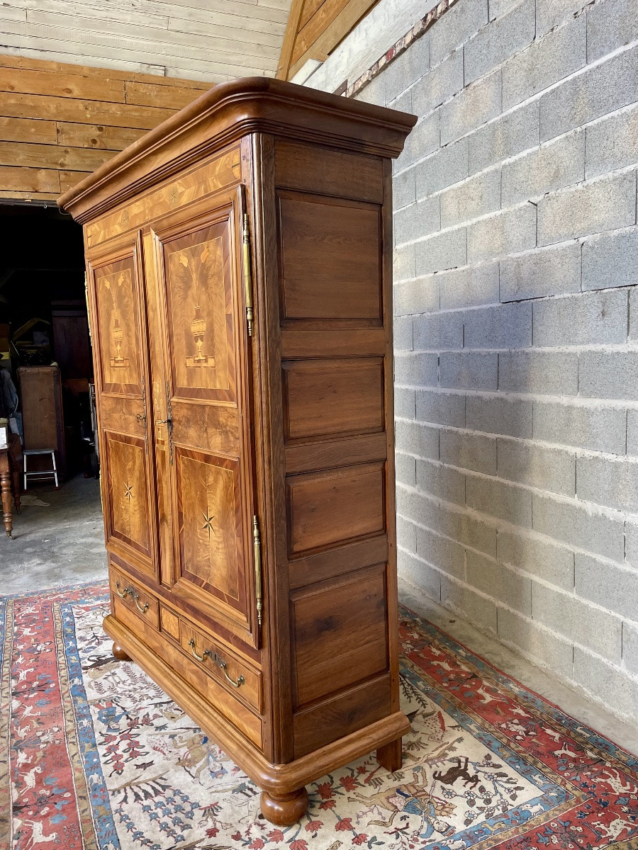 Louis XVI Style Marquetry Wardrobe, From 19th Century France-photo-7