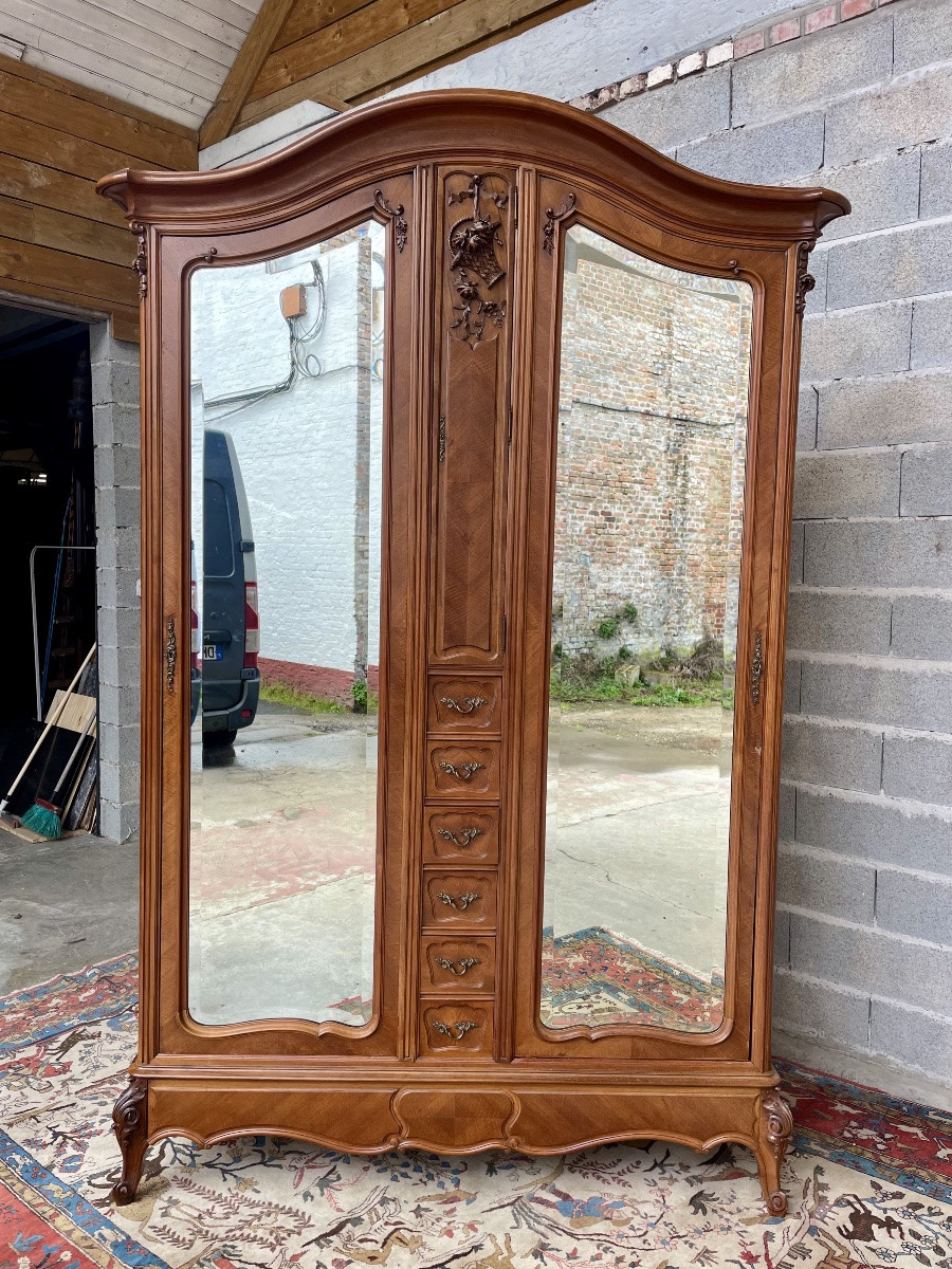 Louis XV Style Walnut Mirror Cabinet, 19th Century Work-photo-2