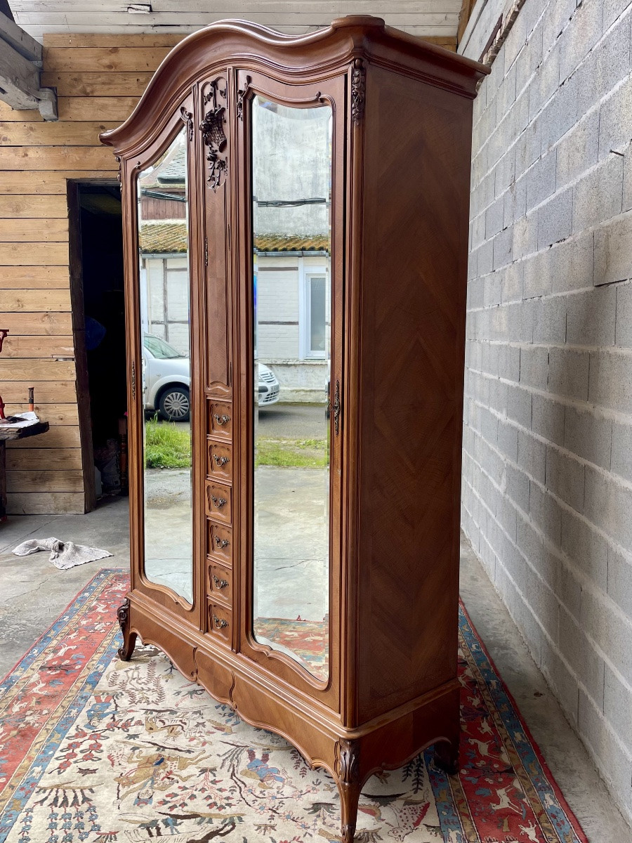 Louis XV Style Walnut Mirror Cabinet, 19th Century Work-photo-3