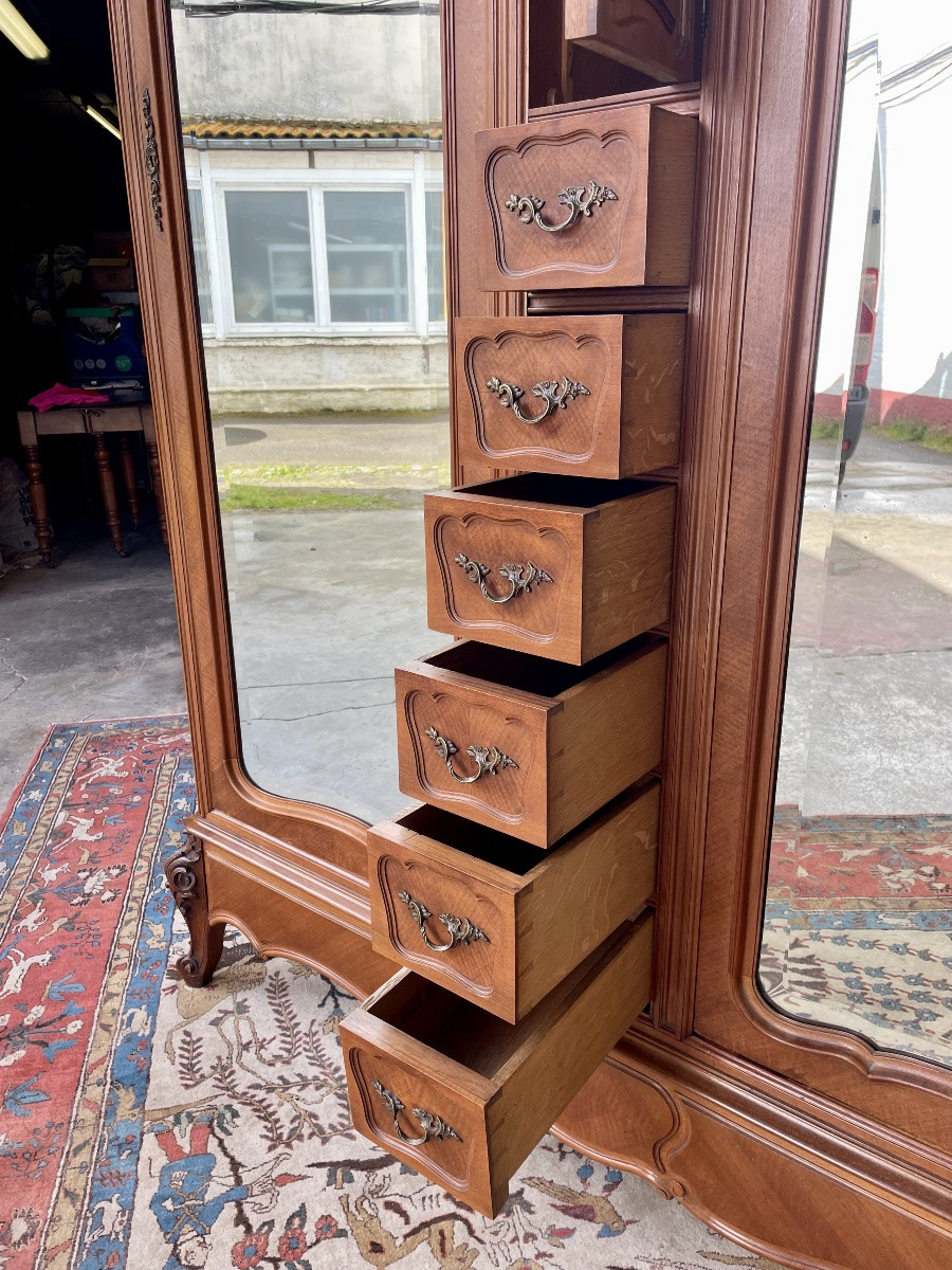 Louis XV Style Walnut Mirror Cabinet, 19th Century Work-photo-2