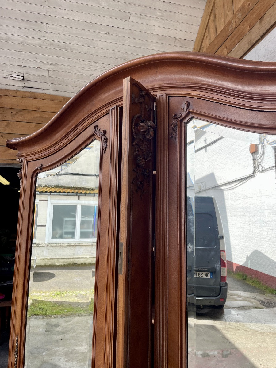 Louis XV Style Walnut Mirror Cabinet, 19th Century Work-photo-3