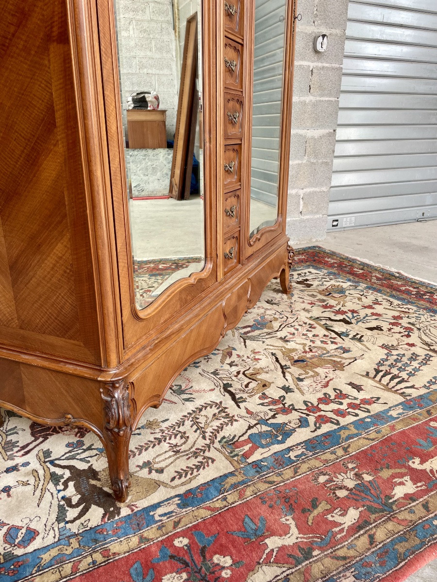 Louis XV Style Walnut Mirror Cabinet, 19th Century Work-photo-4
