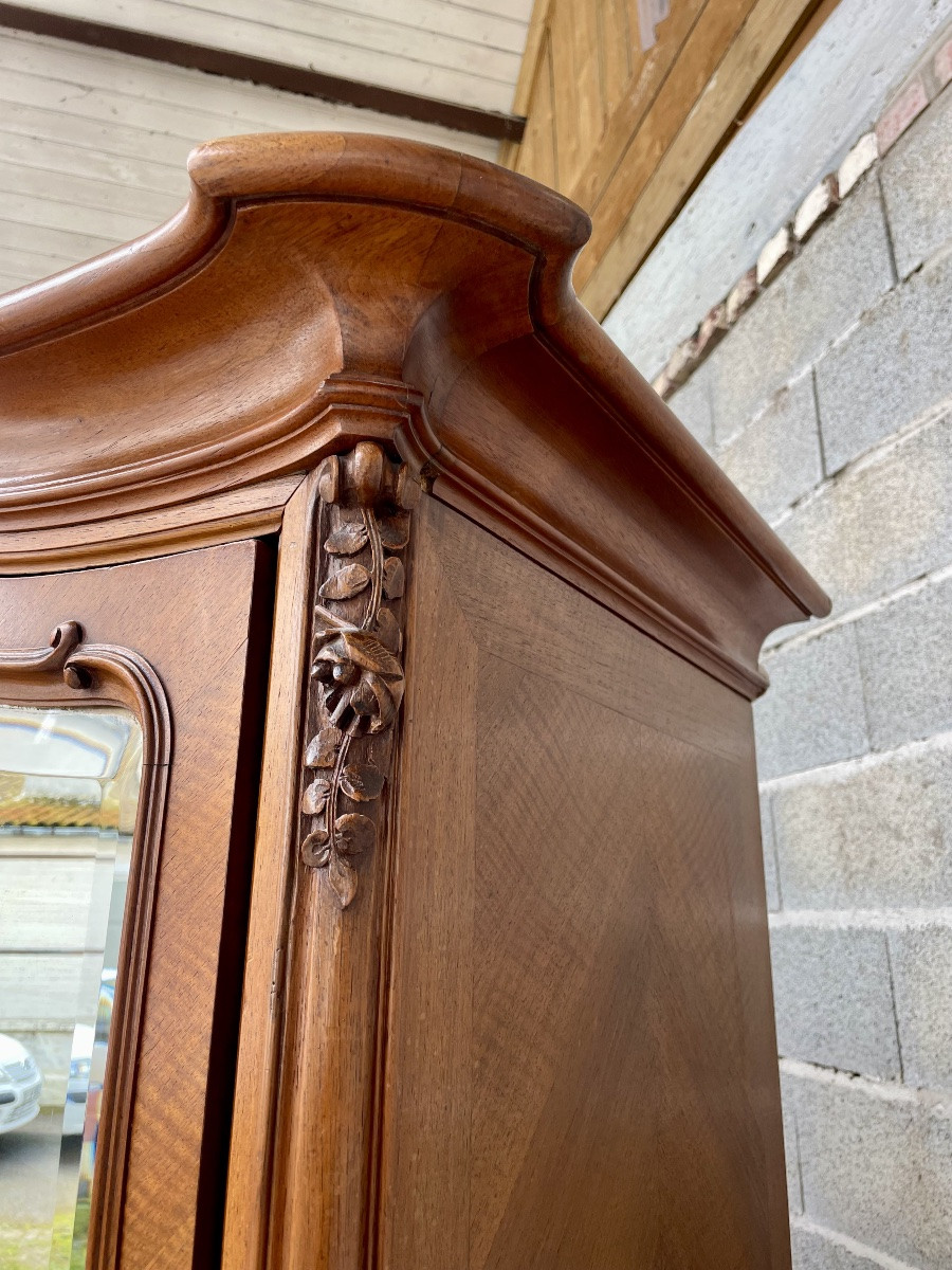 Louis XV Style Walnut Mirror Cabinet, 19th Century Work-photo-5