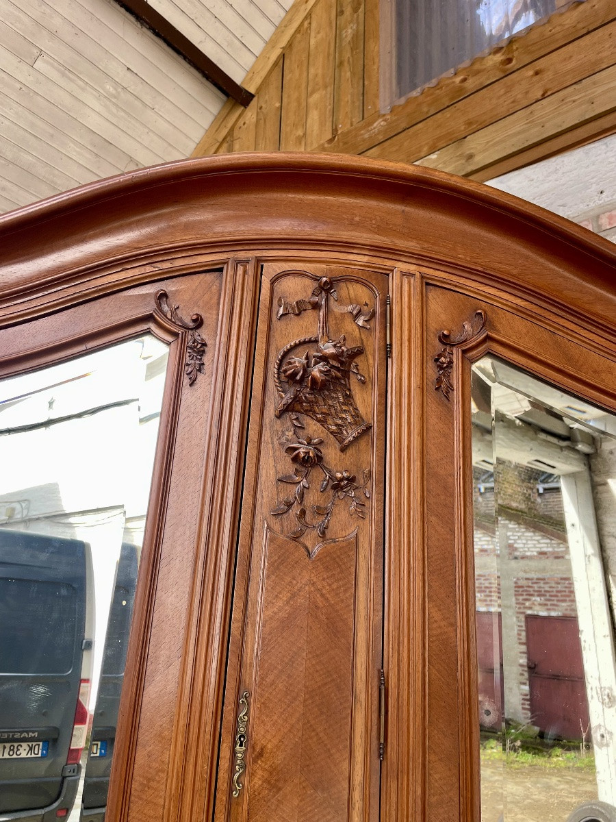 Louis XV Style Walnut Mirror Cabinet, 19th Century Work-photo-7