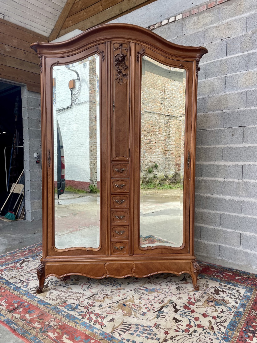 Louis XV Style Walnut Mirror Cabinet, 19th Century Work-photo-8