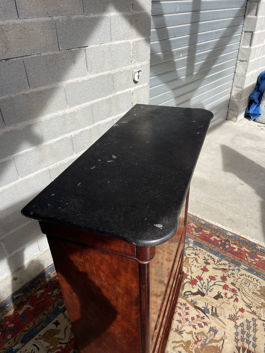 Secretary, Flame Restoration Style, In Mahogany, 19th Century-photo-3