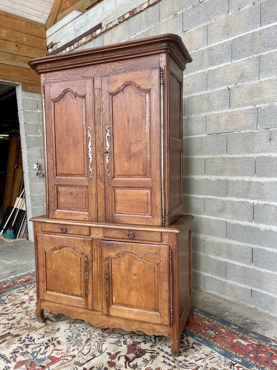 Buffet deux  corps louis XV en chêne d’époque XVIIIem siècle -photo-2