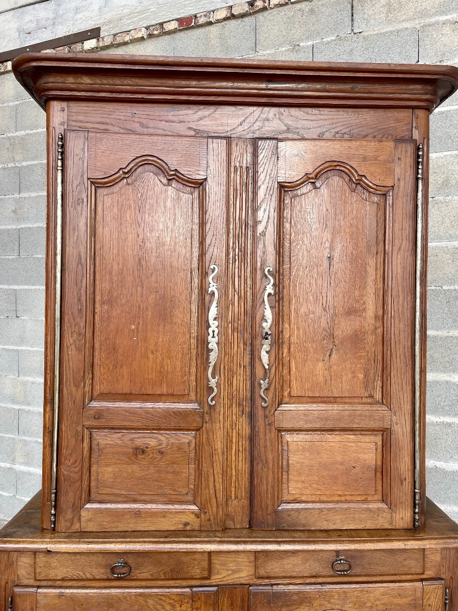 Buffet deux  corps louis XV en chêne d’époque XVIIIem siècle -photo-4