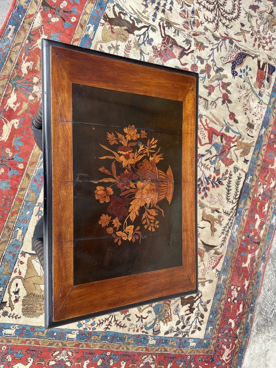 Napoleon III Style Center Table, In 19th Century Marquetry -photo-5