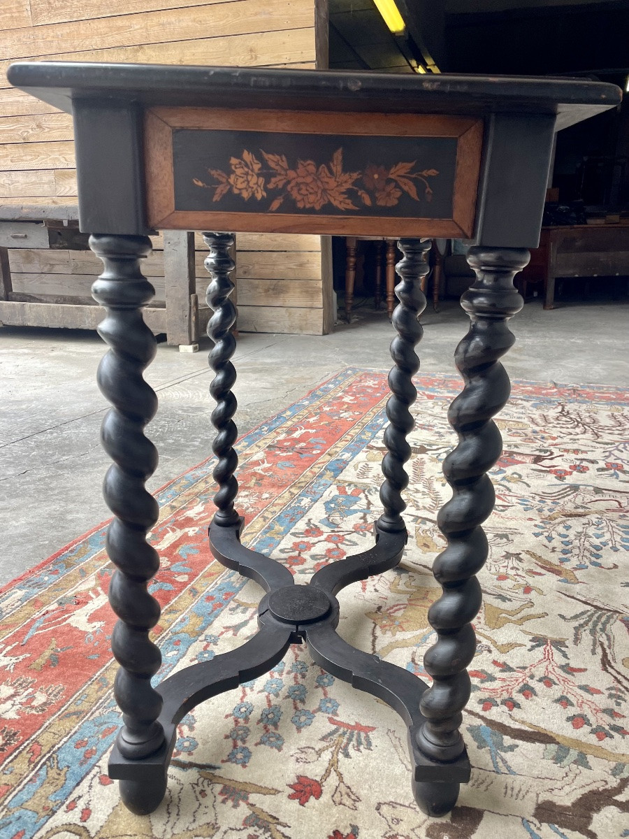 Napoleon III Style Center Table, In 19th Century Marquetry -photo-7