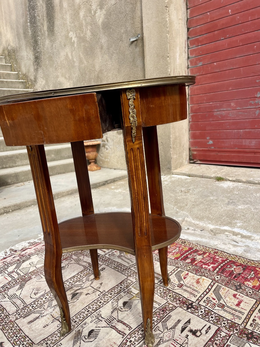 Guéridon en marqueterie de style Louis XV ,1900.-photo-3