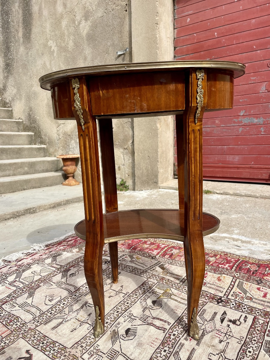 Guéridon en marqueterie de style Louis XV ,1900.-photo-4