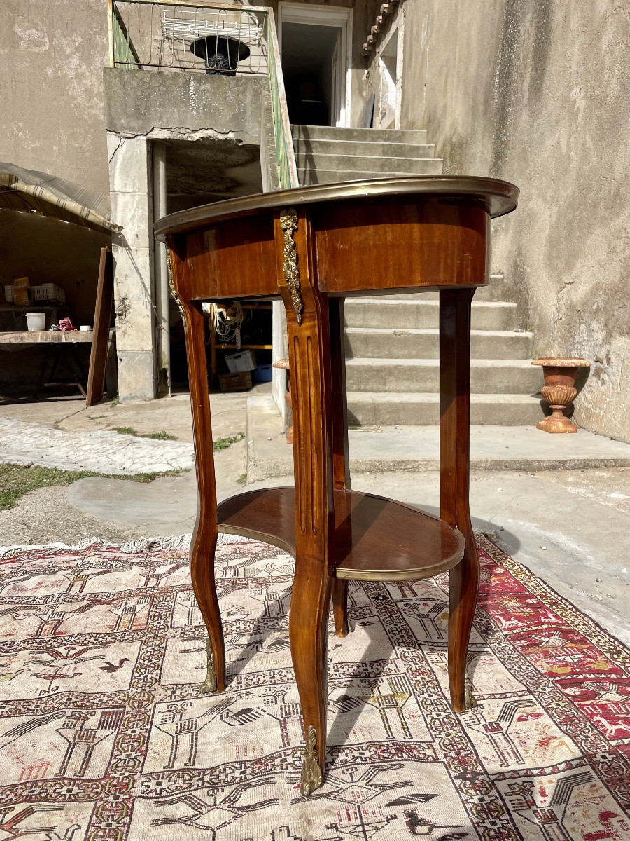 Guéridon en marqueterie de style Louis XV ,1900.-photo-5
