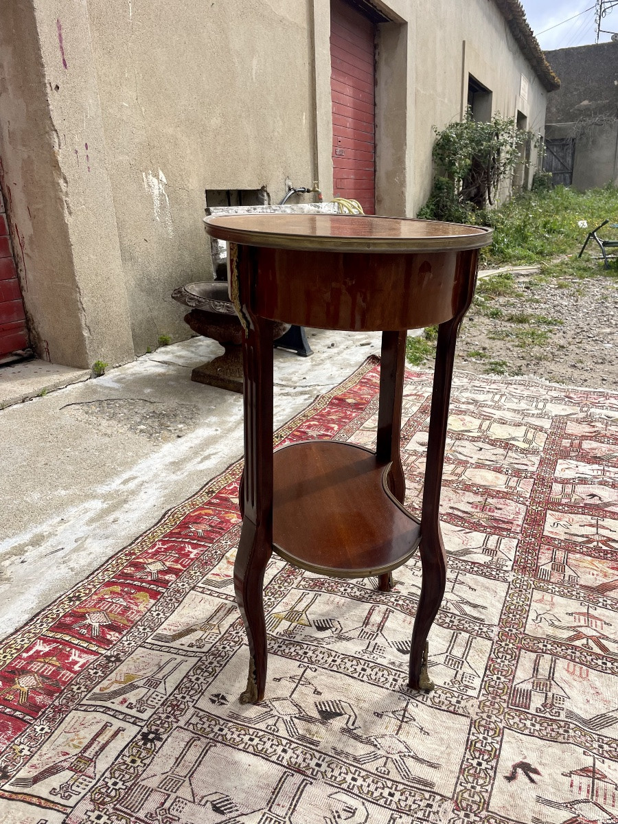 Guéridon en marqueterie de style Louis XV ,1900.-photo-7