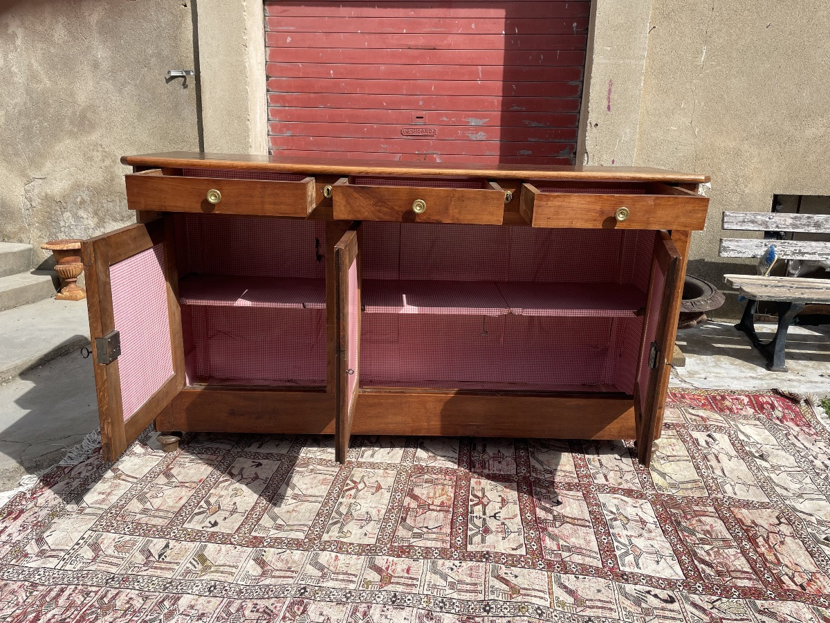 Walnut Sideboard, Restoration, Three Doors, 19th Century.-photo-1