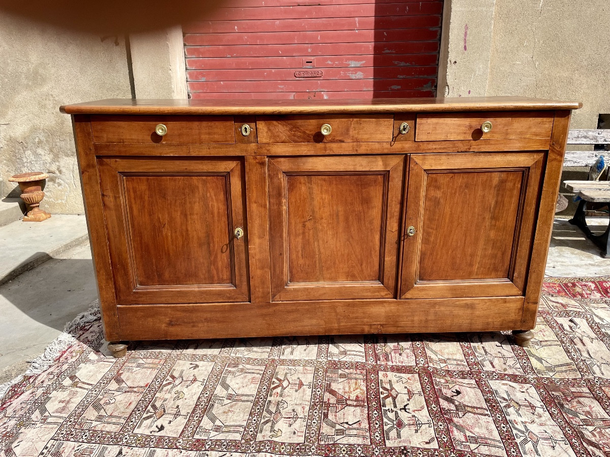 Walnut Sideboard, Restoration, Three Doors, 19th Century.