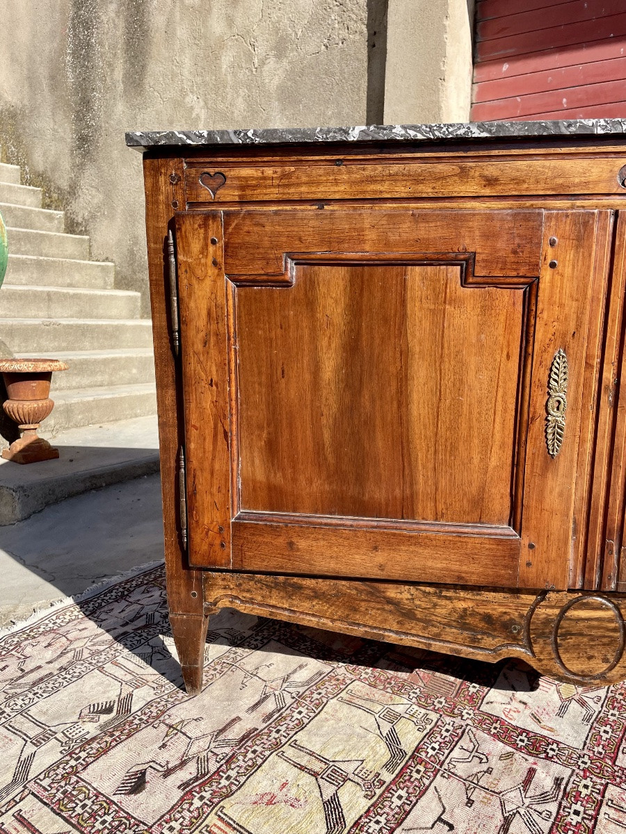 Louis XVI Two-door Sideboard In Walnut From The 18th Century-photo-1