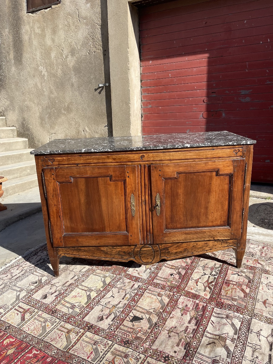 Louis XVI Two-door Sideboard In Walnut From The 18th Century-photo-4