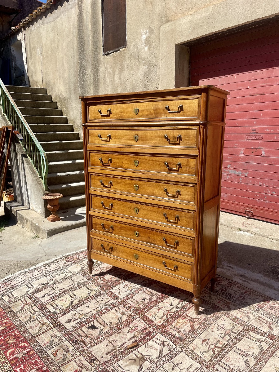 Semainier  Louis XVI, en noyer d’époque XVIIIem siècle -photo-2