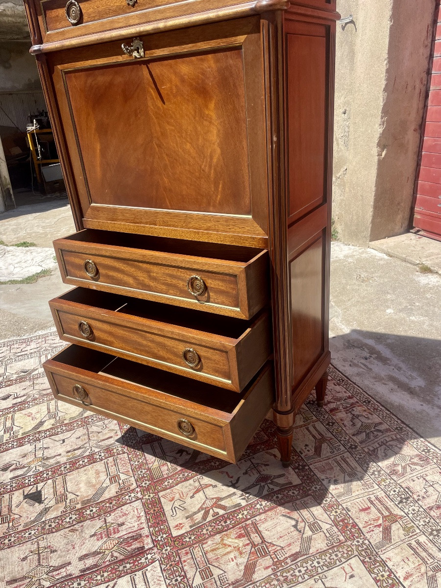 Antique Mahogany Secretary, Louis XVI Flap, 1900-photo-1