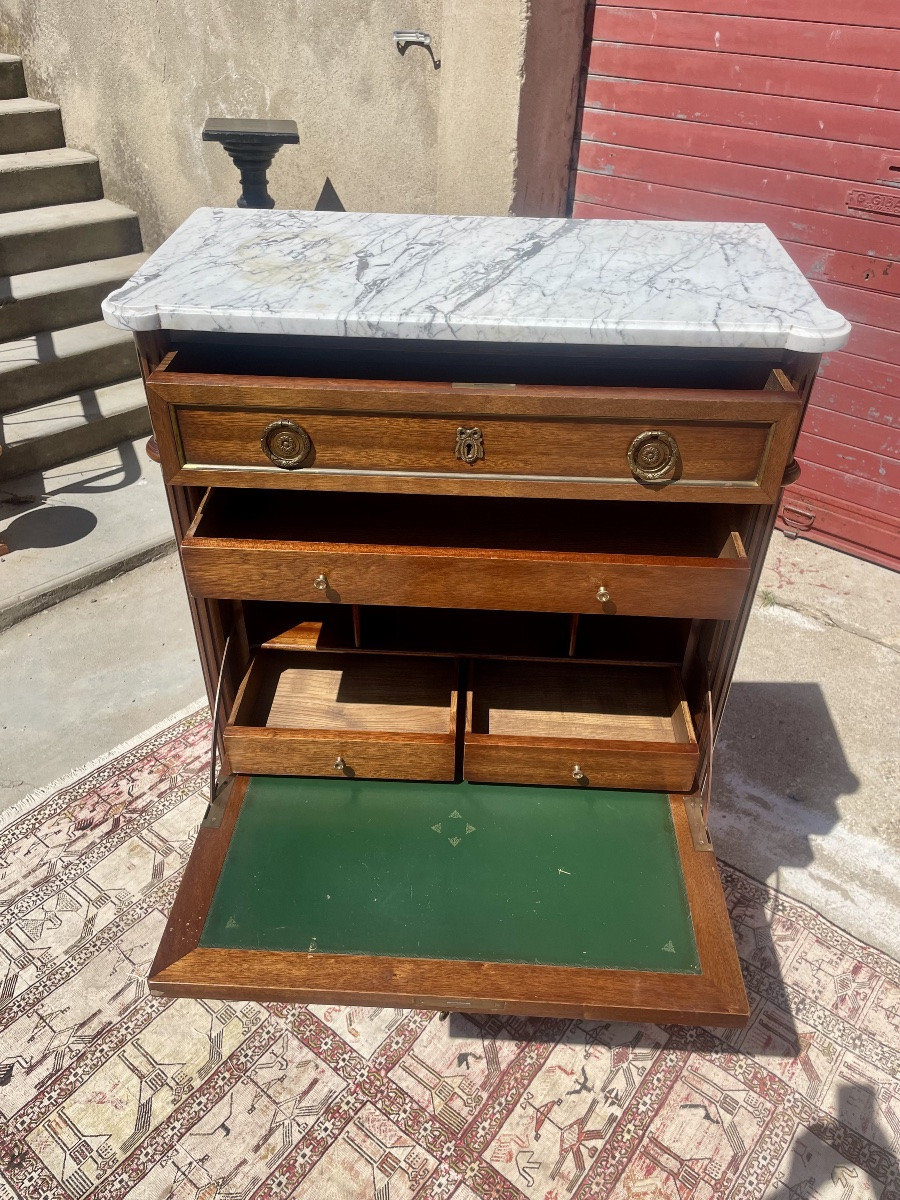 Antique Mahogany Secretary, Louis XVI Flap, 1900-photo-2