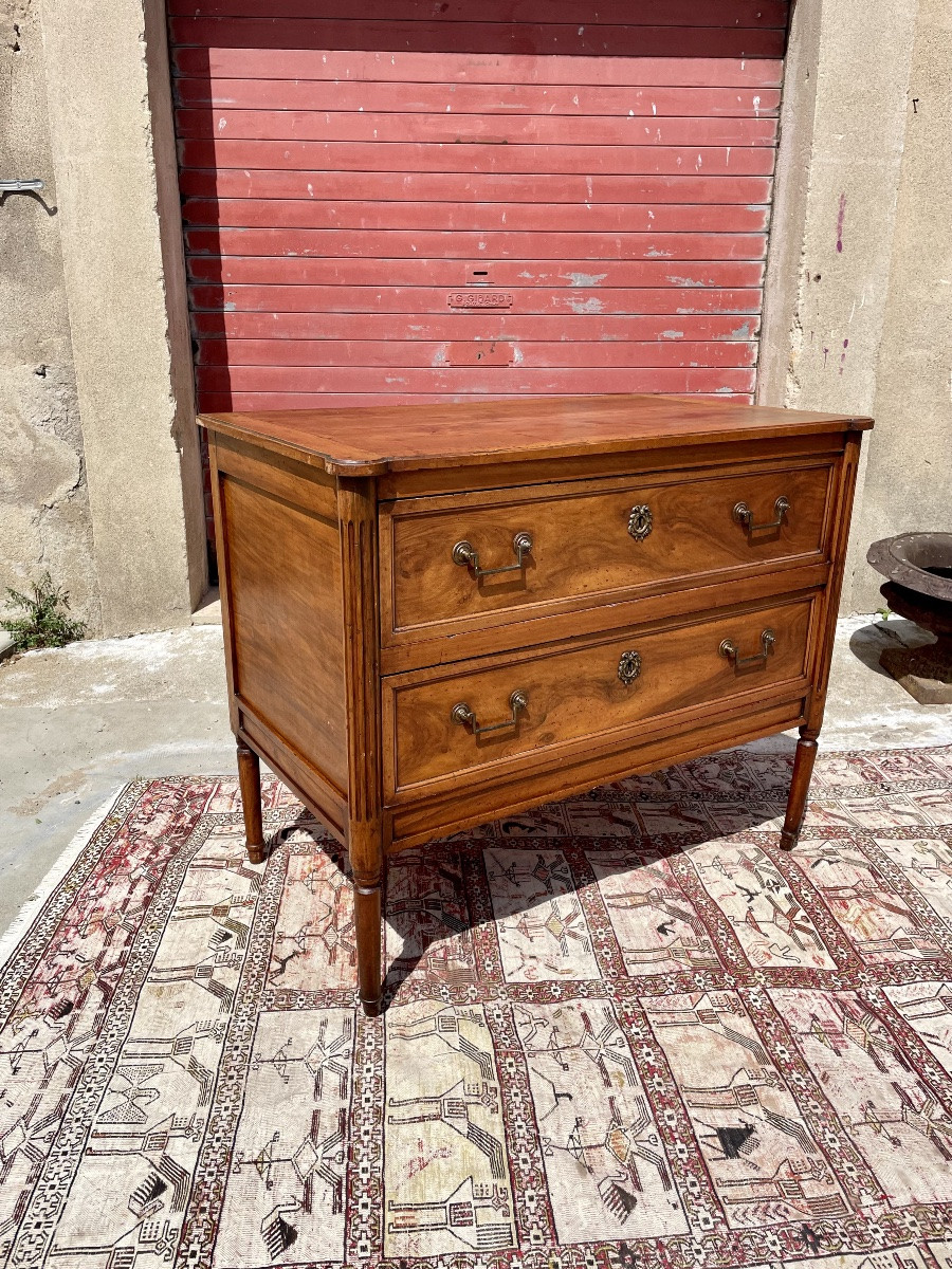 Commode,,,,, sauteuse, Louis XVI, en noyer d’époque XVIIIem siecle-photo-7