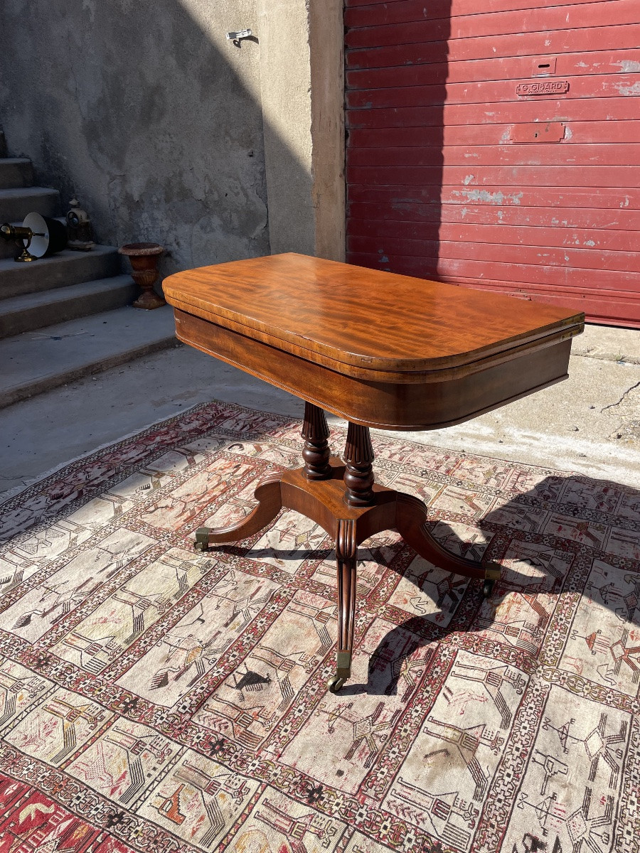 Mahogany Game Table, Period Wallet, Restoration 19th Century-photo-4