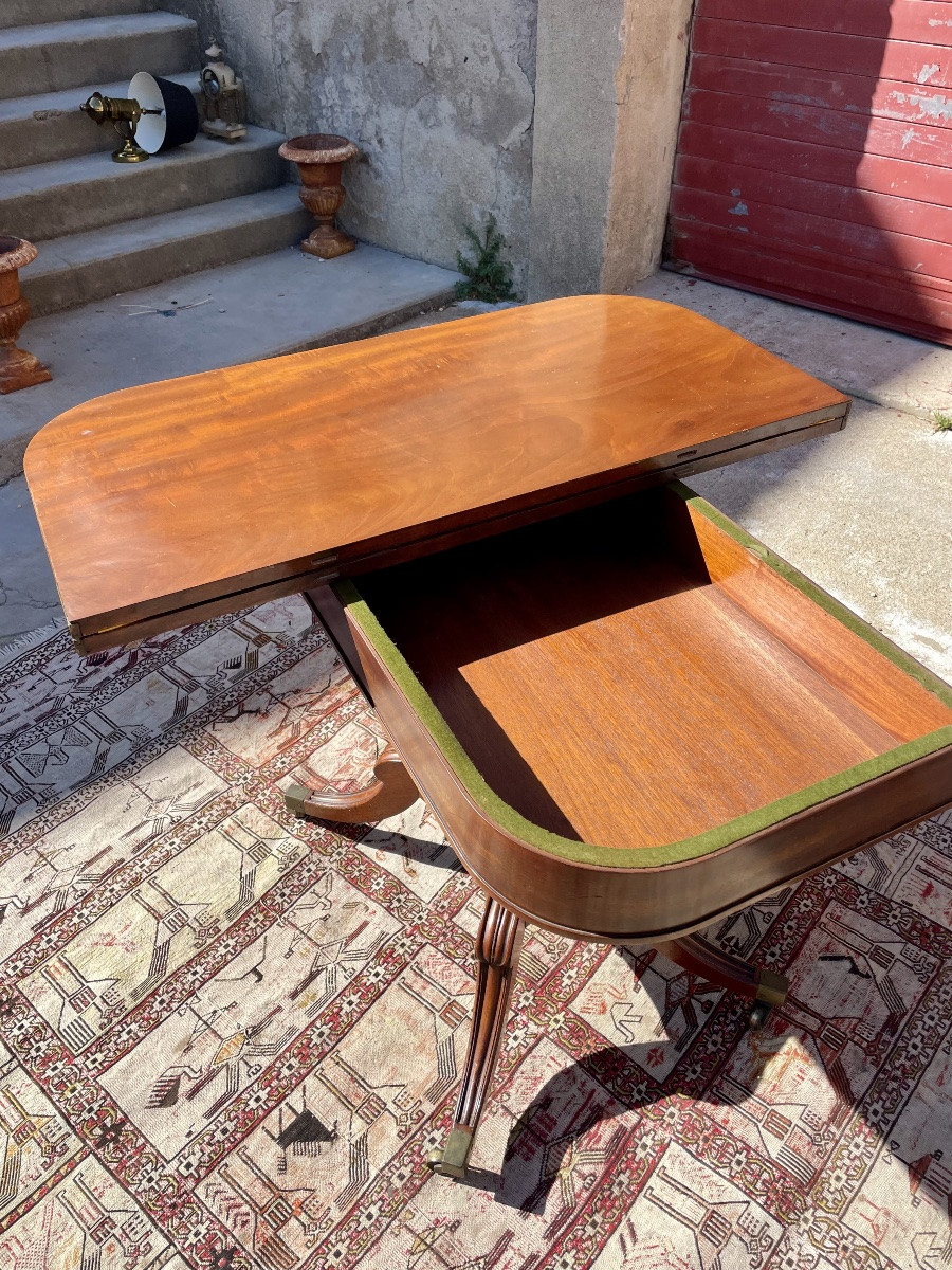 Mahogany Game Table, Period Wallet, Restoration 19th Century-photo-1