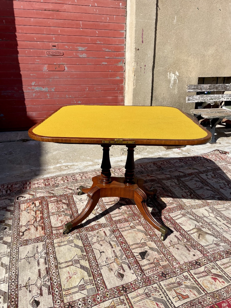 Mahogany Game Table, Period Wallet, Restoration 19th Century-photo-3