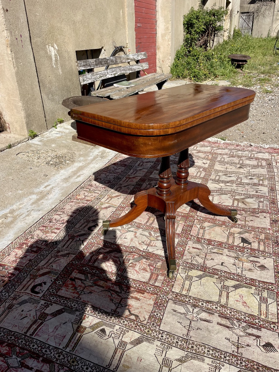 Mahogany Game Table, Period Wallet, Restoration 19th Century-photo-7