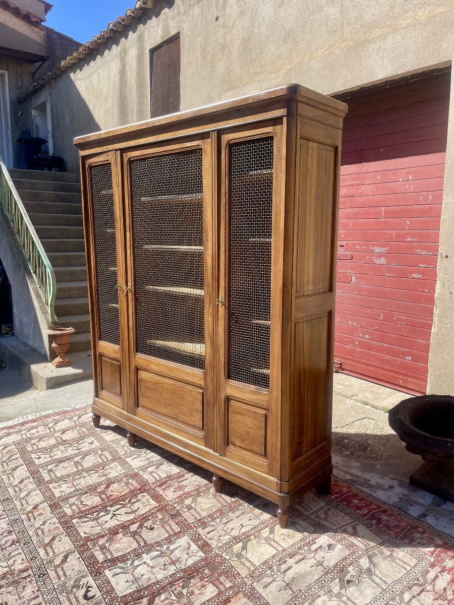 Bookcase,,,, Louis, XVI, Walnut Grill, 19th Century-photo-2