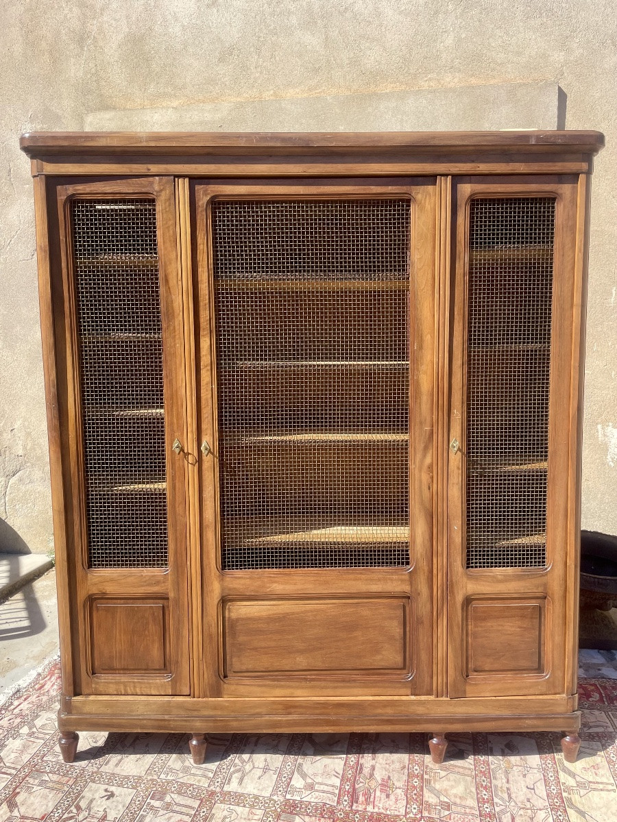 Bookcase,,,, Louis, XVI, Walnut Grill, 19th Century-photo-3