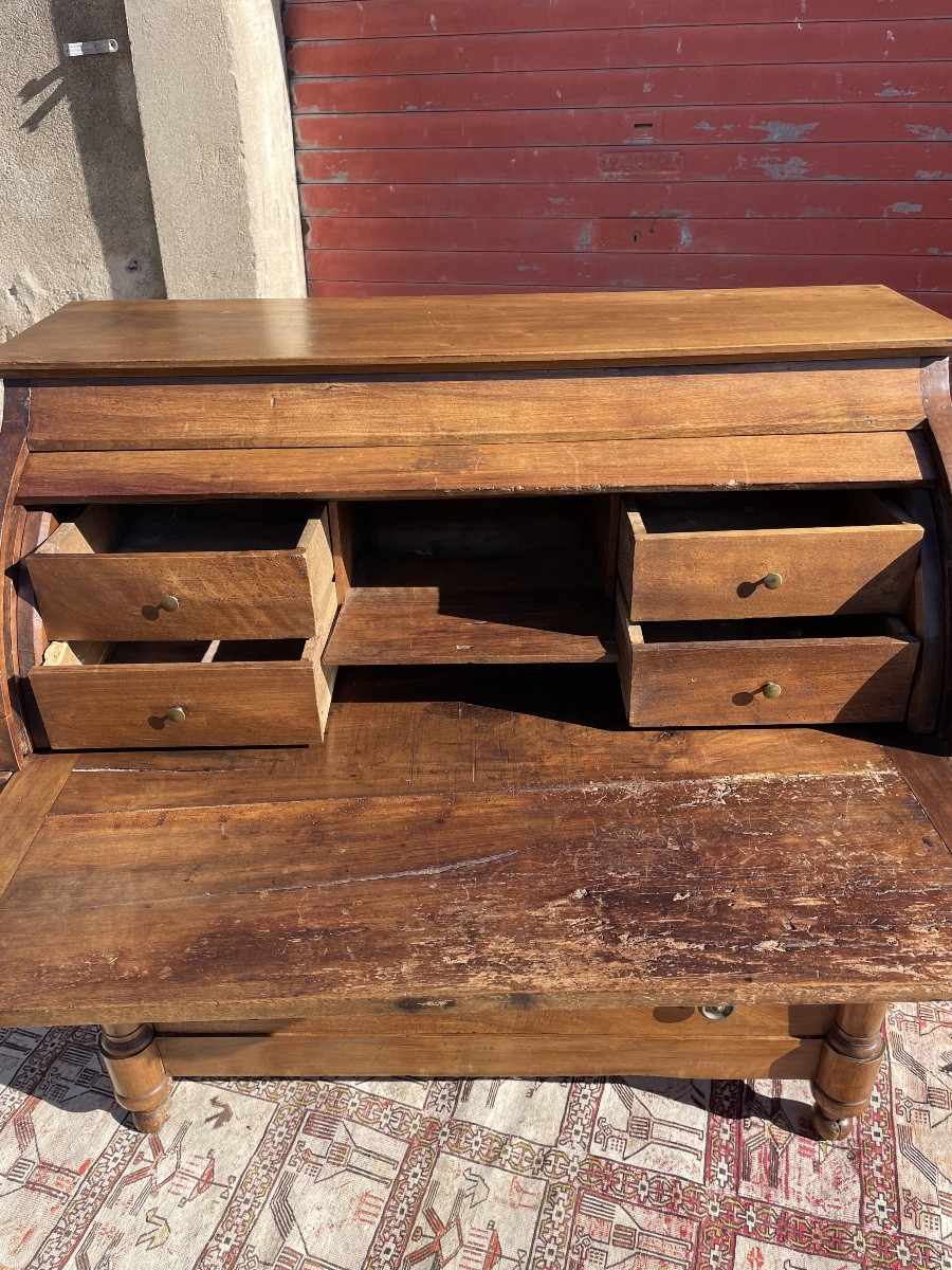 Secrétaire,, à cylindre Empire en noyer d’époque XIXE siècle -photo-4