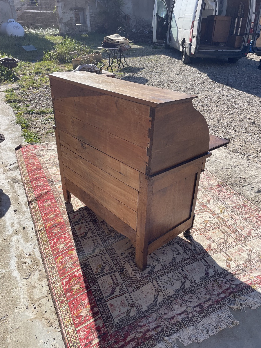 Secrétaire,, à cylindre Empire en noyer d’époque XIXE siècle -photo-6