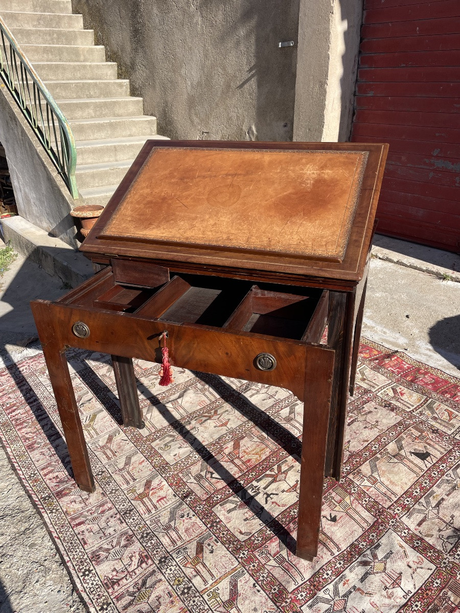 Bureau d’architecte en acajou, Louis, XVI d’époque XIXE siècle -photo-4