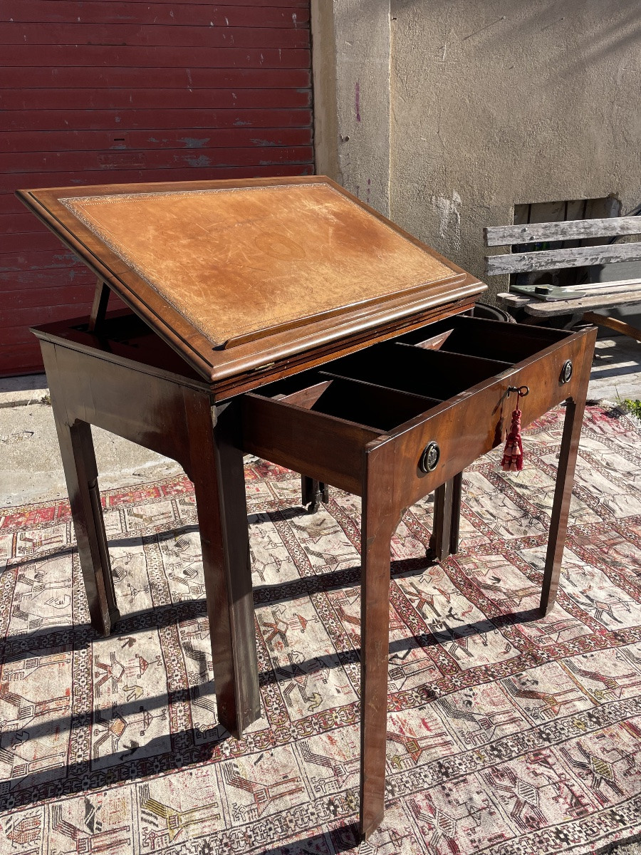 Bureau d’architecte en acajou, Louis, XVI d’époque XIXE siècle -photo-7