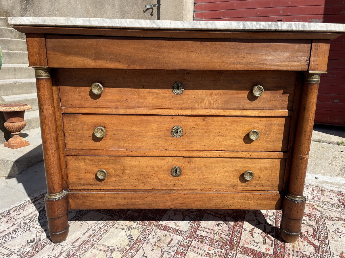 Commode,, Empire, à colonne, détachées d’époque XIXE siècle -photo-3