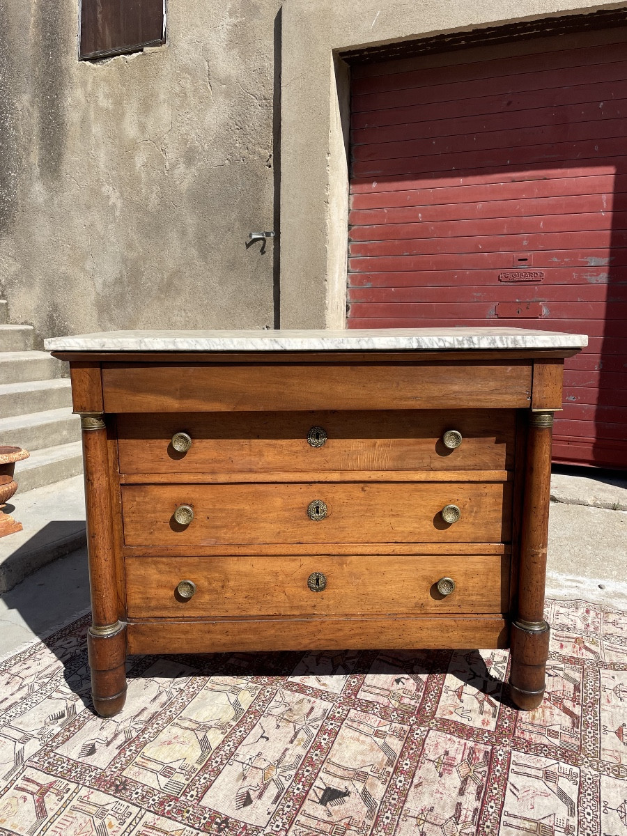 Commode,, Empire, à colonne, détachées d’époque XIXE siècle 