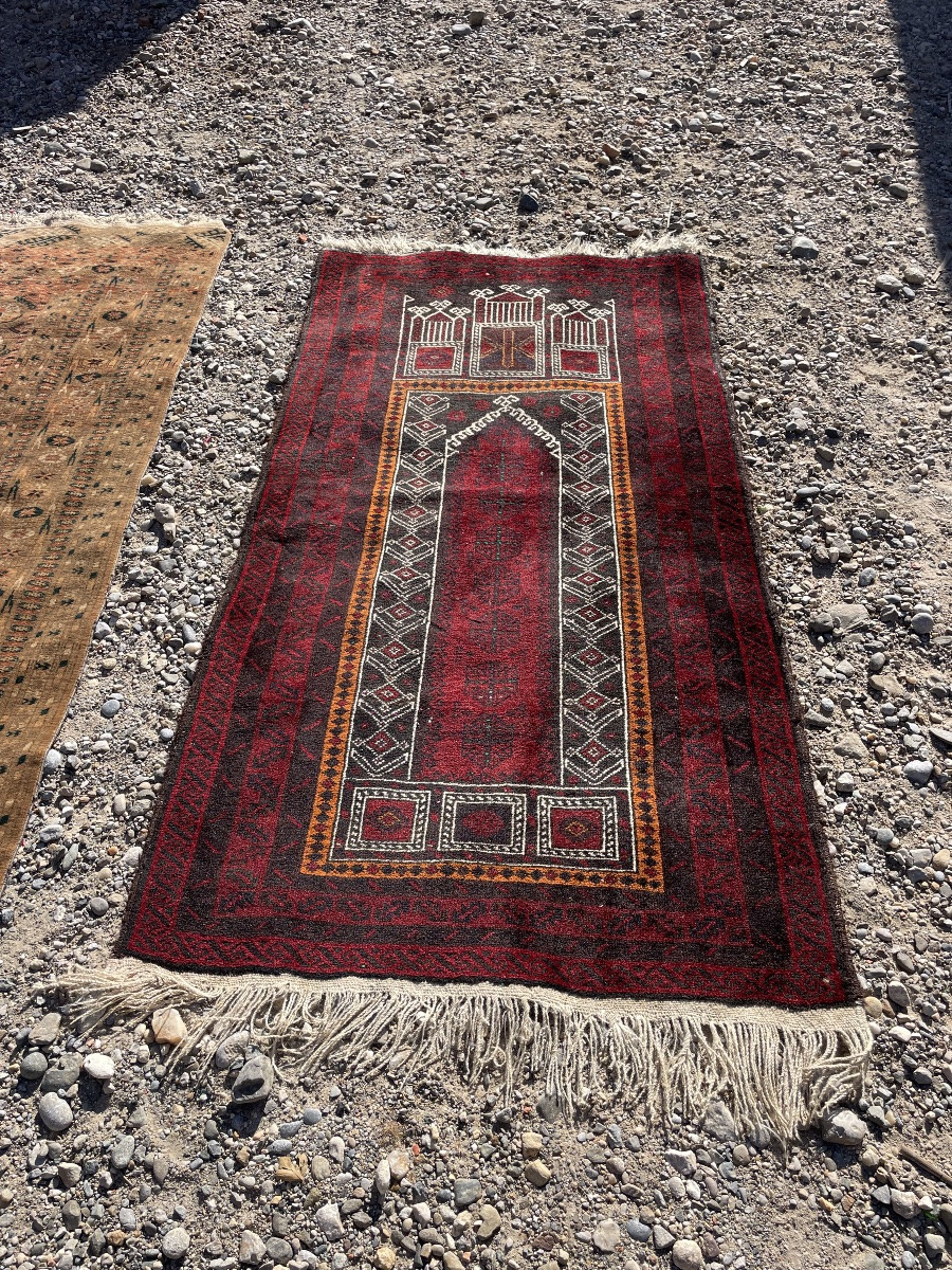 Tapis de prière d orient en laine travail afghan 20em siècle -photo-5